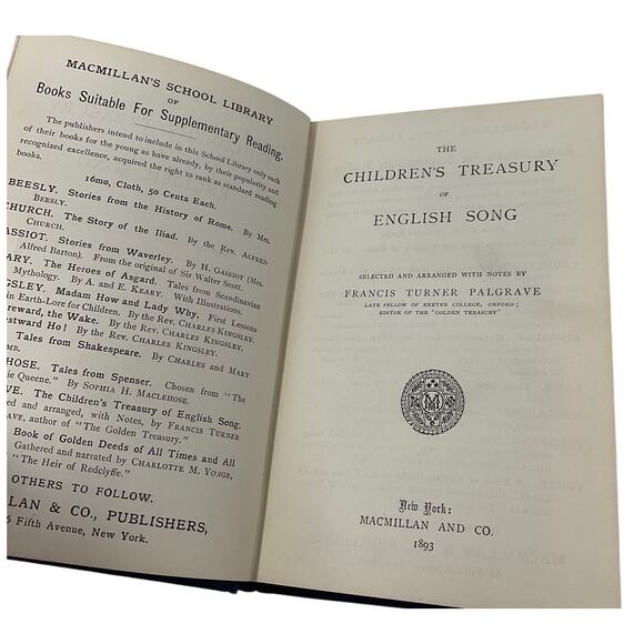 1893 Childrens Treasury of English Song Hardcover by Palgrave Antique Book - Picture 7 of 10